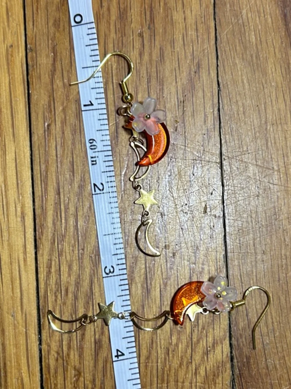 3/$25  Crescent Moon & Flower Drop Earrings - Picture 4 of 5